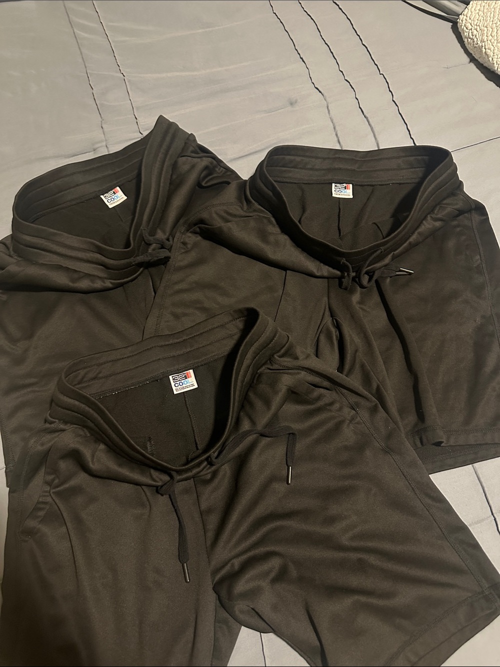 Set of three pairs of Men's Black Athletic Drawstring Shorts - 3-Pack